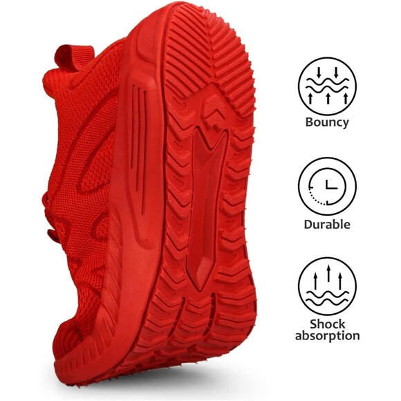 Feethit Women Red Lightweight Wide Mesh Workout Sneakers For Tennis Gym Travel - Picture 3 of 6